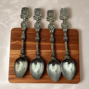 Montagnani Spoons Set Of 4 Italy White Metal 5.25” Capitoline Wolf Design